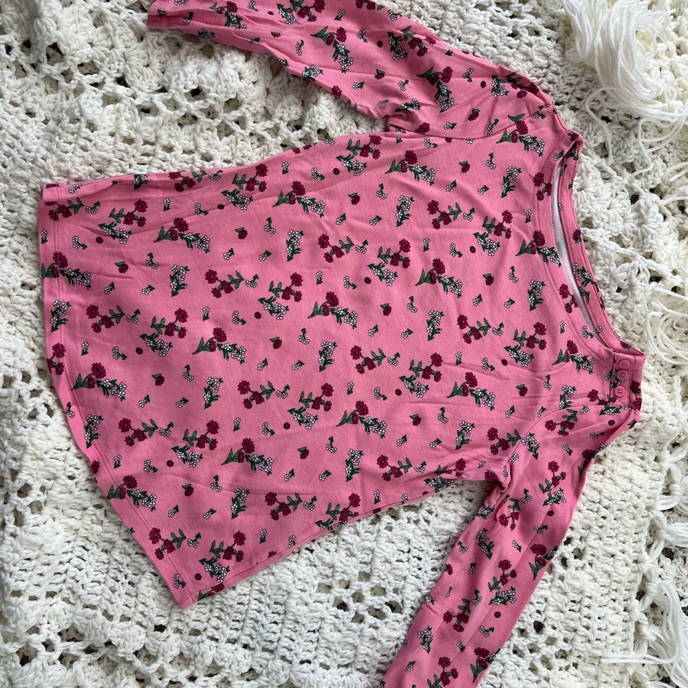 Charter Club Pink Floral 3/4 Sleeve Top